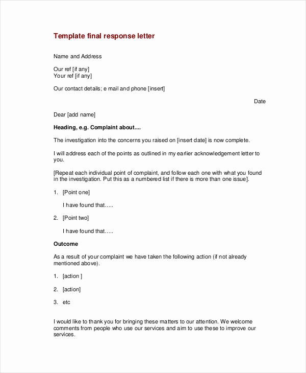 Complaint Response Template Luxury Plaint Letter Sample 28 Free Word Pdf Documents