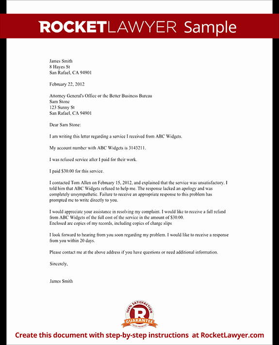 Complaint Response Template Luxury Plaint Letter to A Bbb or attorney General