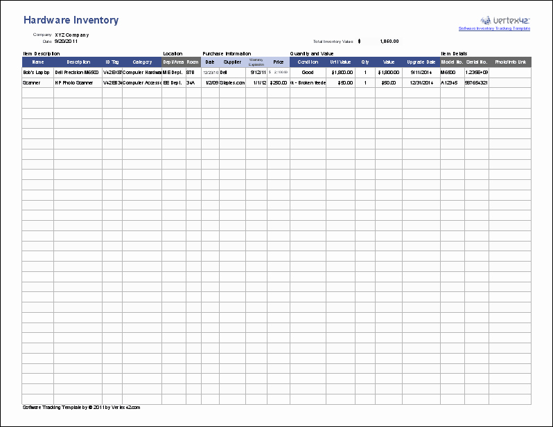 Computer Inventory Template Awesome Free software Inventory Tracking Template for Excel