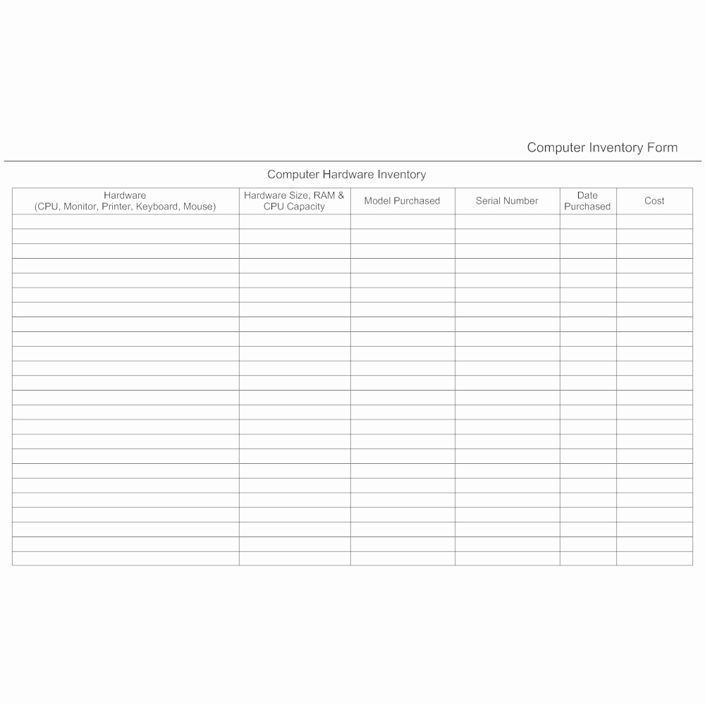 Computer Inventory Template Inspirational Puter Hardware Inventory form