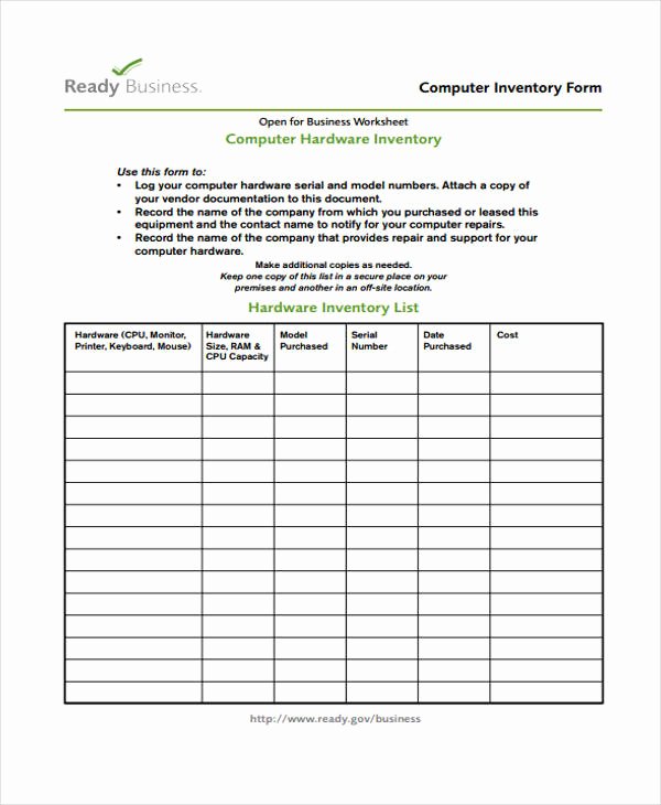 Computer Inventory Template New 31 Printable Inventory Templates