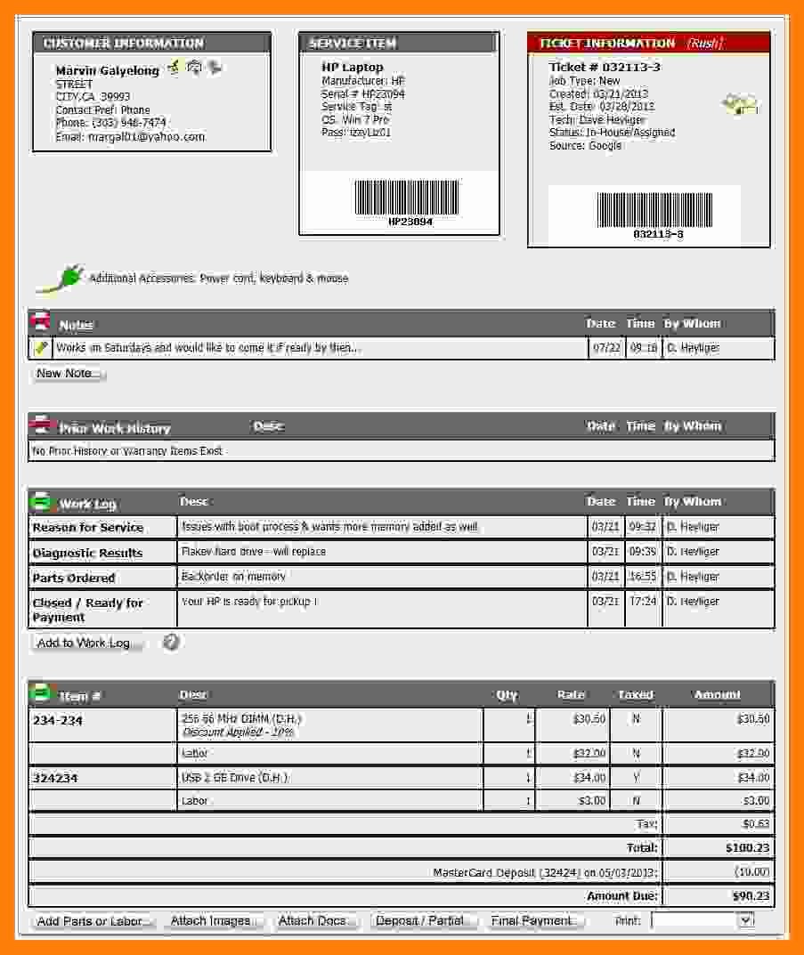 Computer Repair Checklist Template New 7 Puter Repair Invoice software