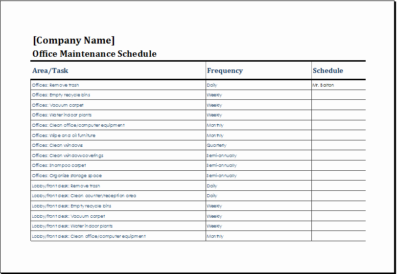 Computer Repair Checklist Template Unique Fice Maintenance Schedule Template Ms Excel