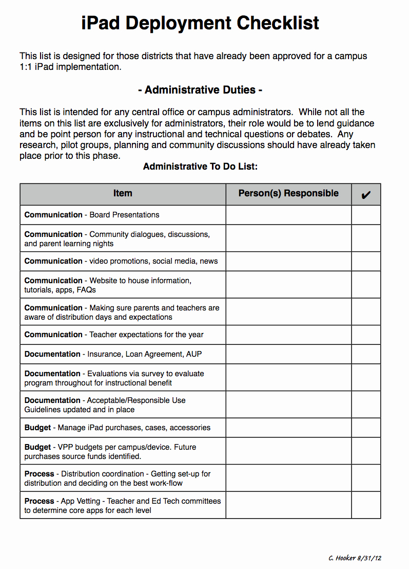 Computer Repair Checklist Template Unique K 12 Ipad Deployment Checklist