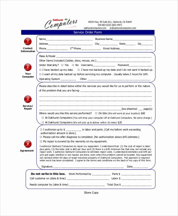 Computer Repair forms Templates Beautiful 9 Sample Repair order forms