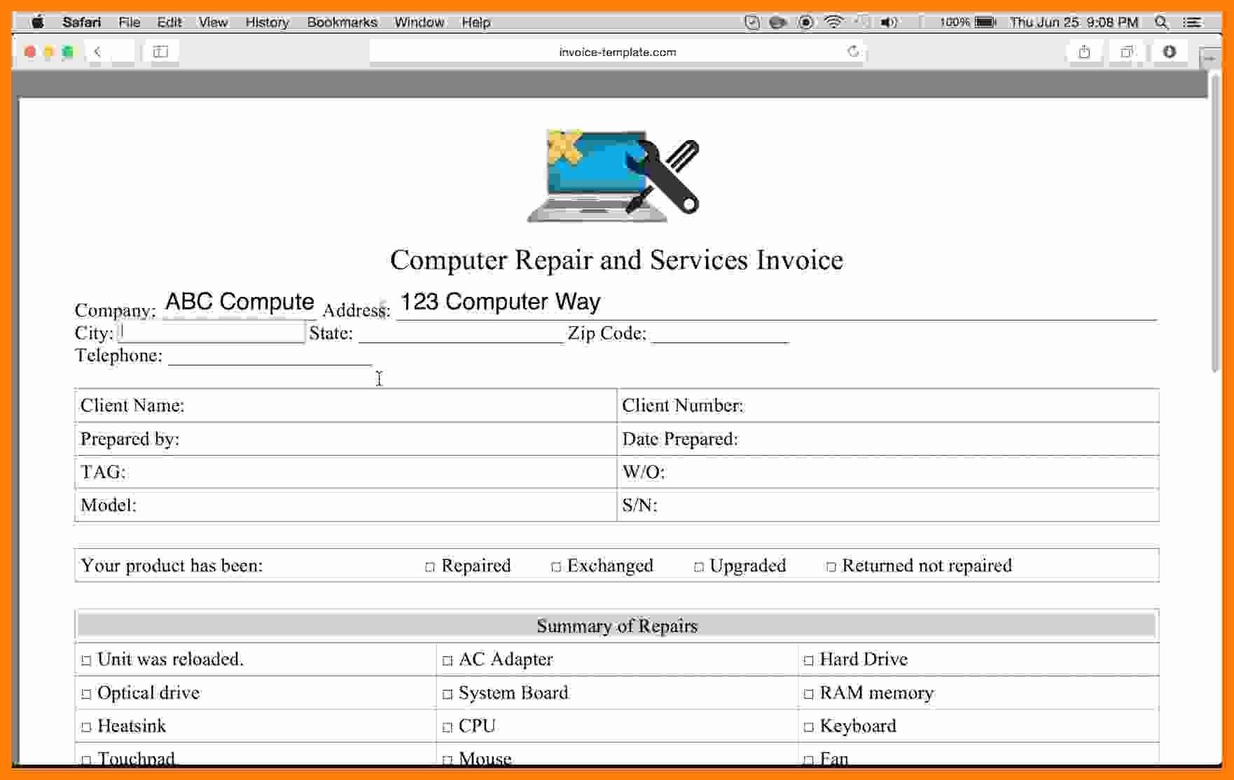 Computer Repair forms Templates Best Of 5 Puter Repair form Template for Word