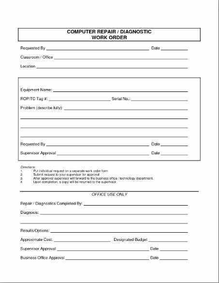 Computer Repair forms Templates Inspirational Puter Repair form Template for Work Template Dose