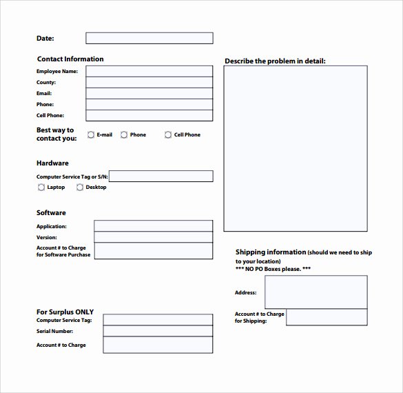 Computer Repair forms Templates New Service Request form Template