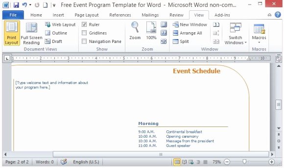Concert Program Template Free New Free event Program Template for Word