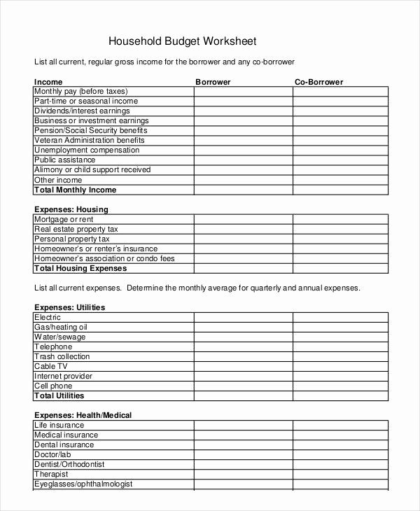 Condo Budget Template Luxury Household Bud Worksheet Simple Monthly Bud