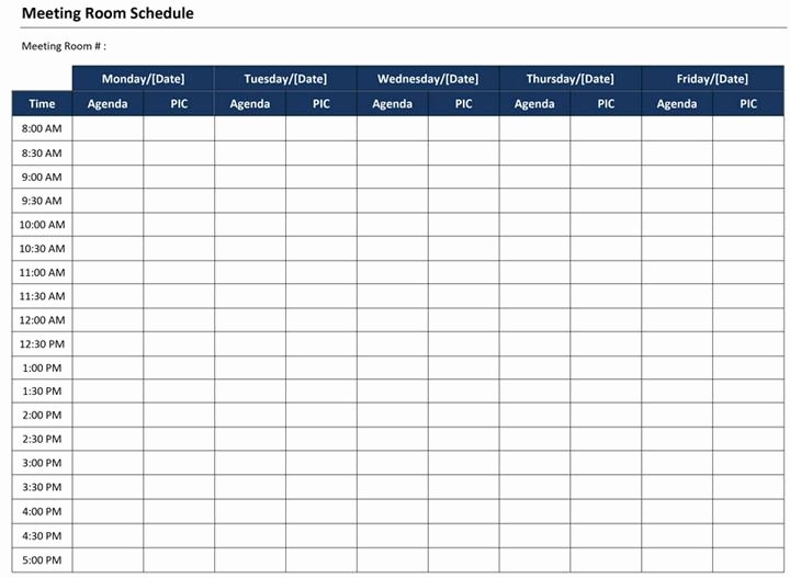 Conference Room Schedule Template Elegant Conference Room Scheduling Calendar Excel Template