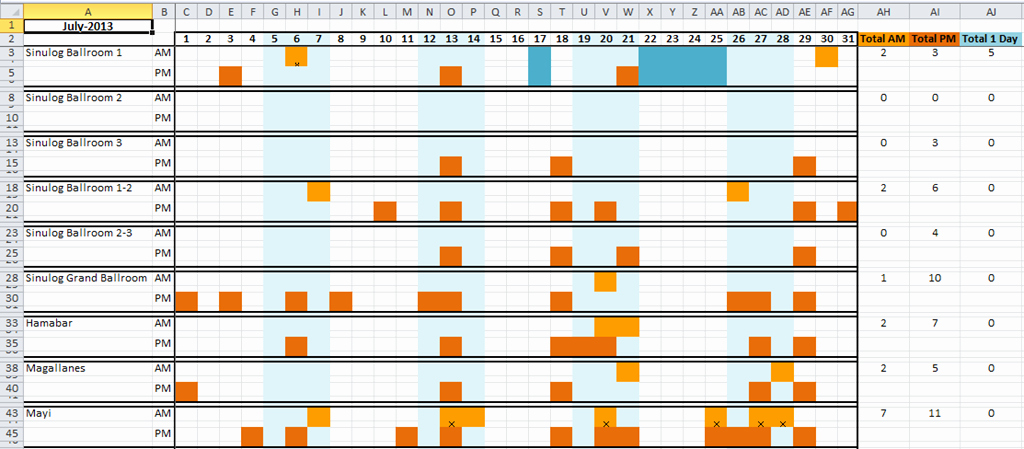 Conference Room Schedule Template Lovely How to Make A Dynamic Hotel Ballroom Occupancy Chart