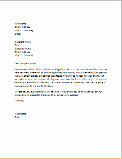 Conflict Of Interest Letter New Letter Of Resignation Due to Conflict with Boss