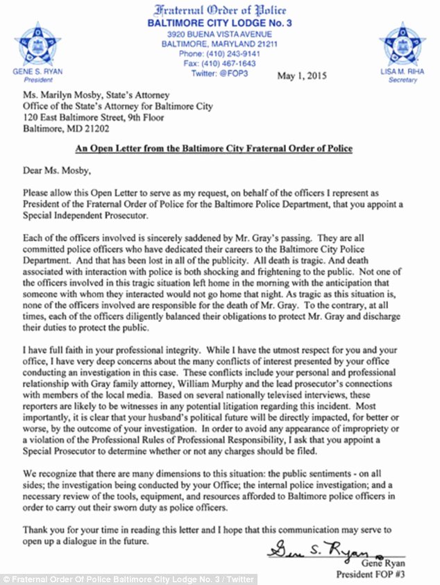 Conflict Of Interest Letter New Marilyn Mosby Should Step Down Over Links to Fred Gray