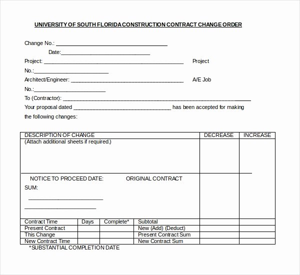 Construction Change order Template Awesome 10 Sample Construction Change order forms