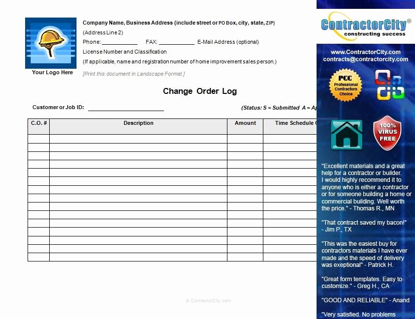 Construction Change order Template Best Of Construction Pany Contract Template