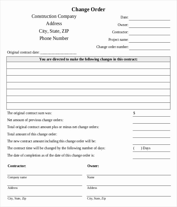 Construction Change order Template Inspirational 24 Change order Templates Pdf Doc