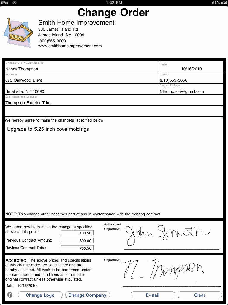 Construction Change order Template New Change order Template