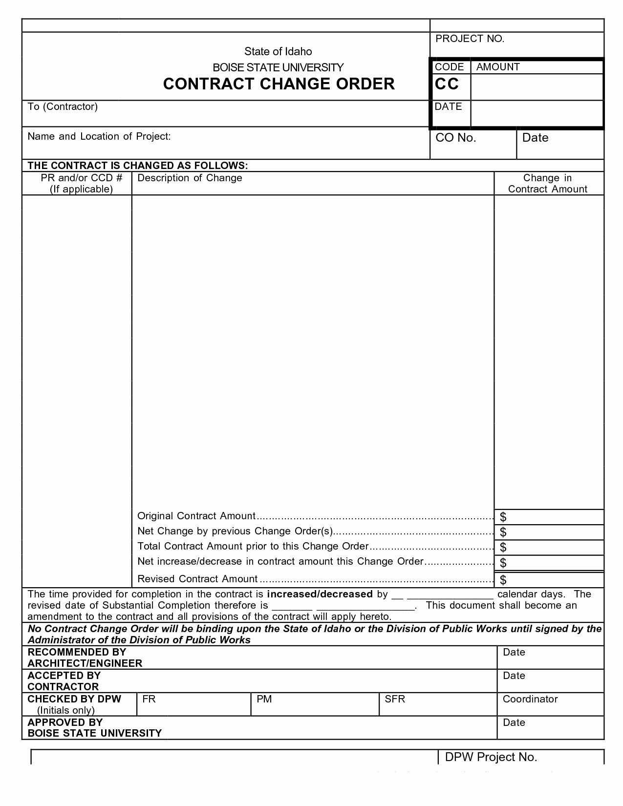Construction Change order Template New Construction Change order Template