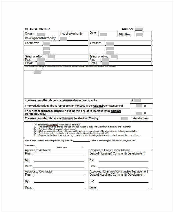 Construction Change order Template Word Awesome Sample Change order form 10 Examples In Word Pdf