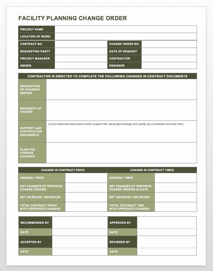 Construction Change order Template Word Best Of Plete Collection Of Free Change order forms