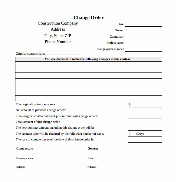 Construction Change order Template Word Elegant 11 Change order Templates to Download