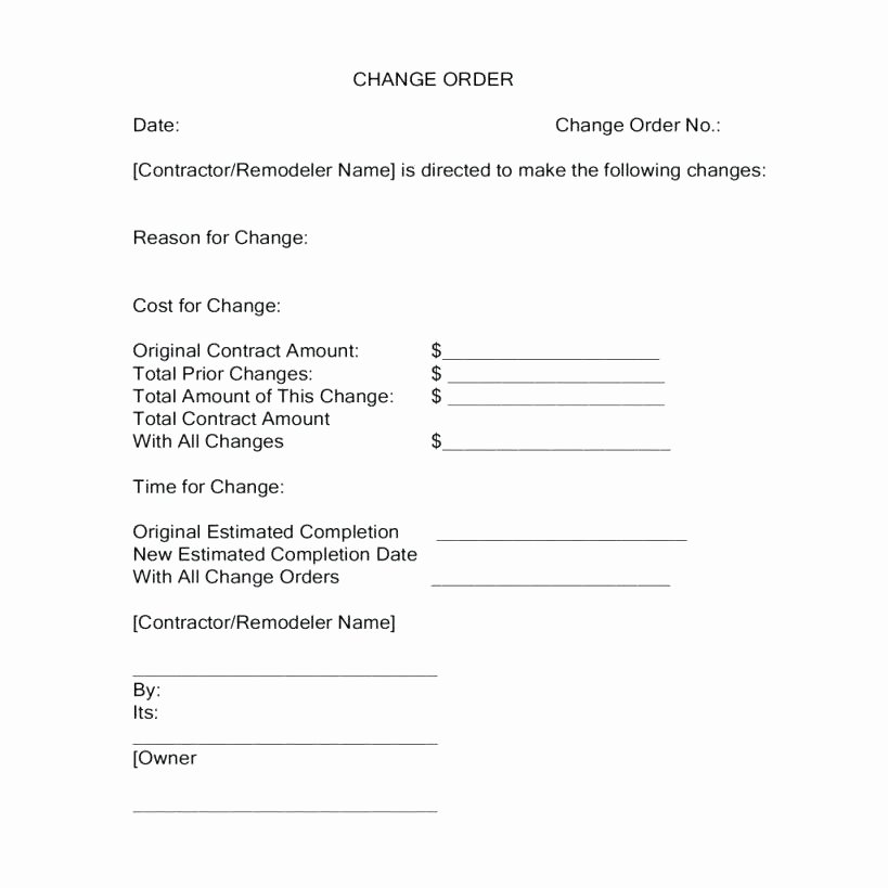 Construction Change order Template Word Fresh Free Change order Template Excel