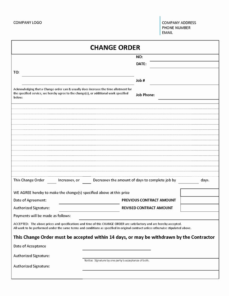 Construction Change order Template Word New 3 Construction Change order Templates