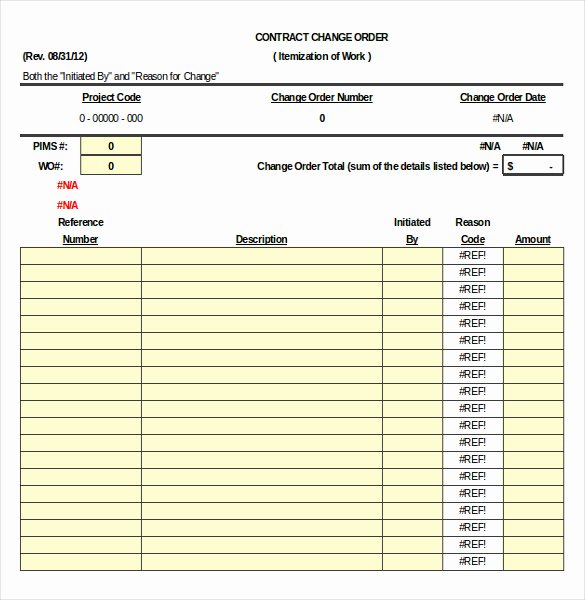 Construction Change order Template Word New Construction order Template – 10 Free Excel Pdf