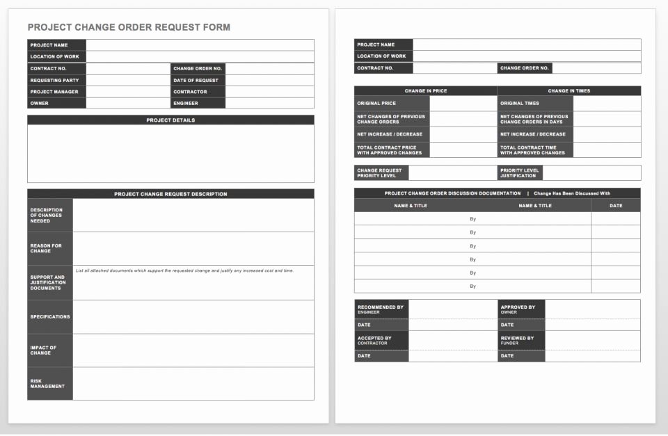 Construction Change order Template Word New Plete Collection Of Free Change order forms