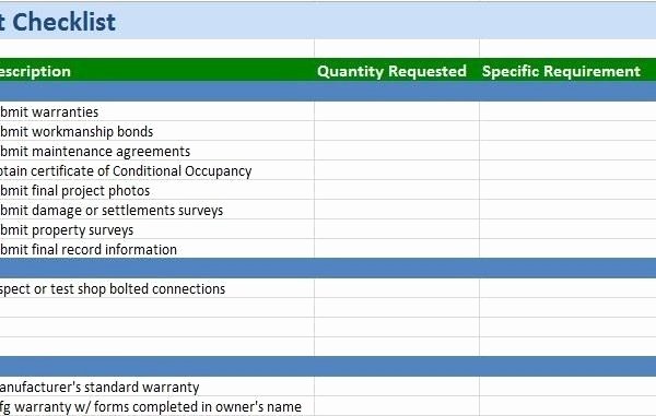 Construction Checklist Template Excel Fresh Project Checklist Template Excel