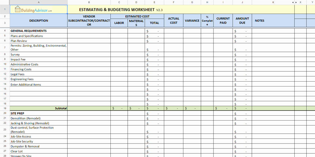 Construction Checklist Template Excel Lovely Every Free Estimate Template You Need the 14 Best