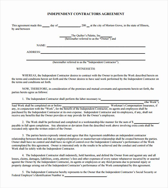 Construction Contract Template Free Download Elegant 19 Sample Independent Contractor Agreements