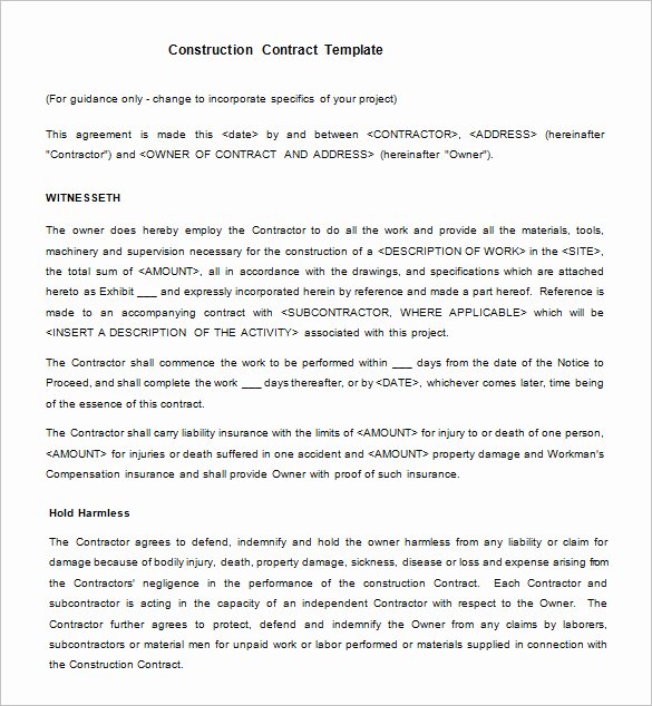 Construction Contract Template Free Download Inspirational Legal Contract Template