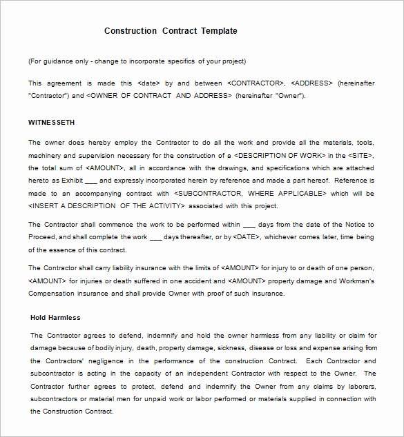 Construction Contract Template Free Download Inspirational Legal Contract Template