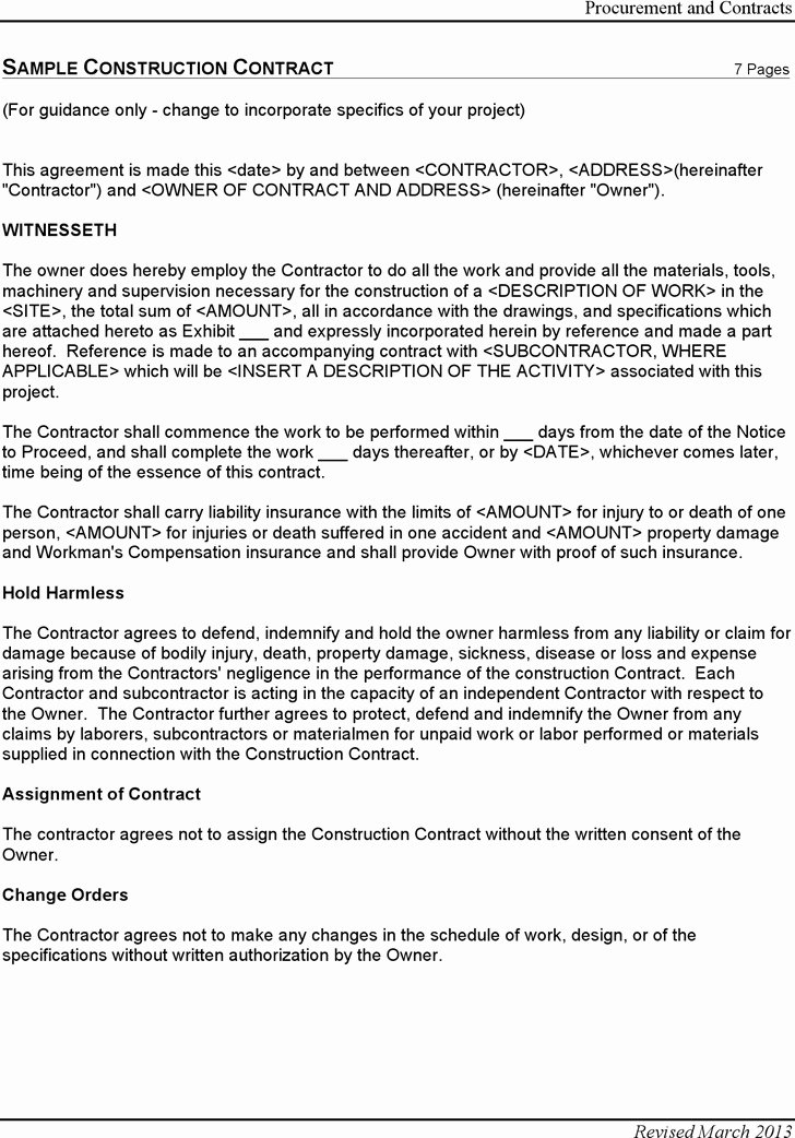 Construction Contract Template Free Download Lovely 6 Construction Contract Template Free Download