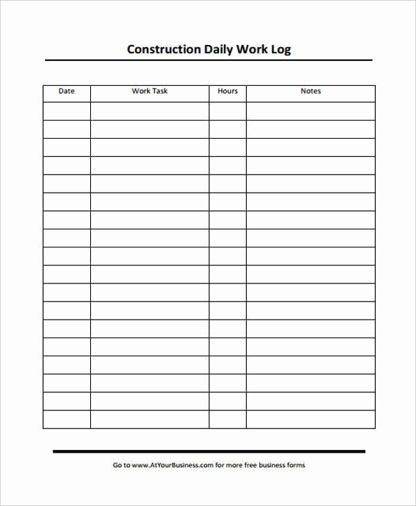 Construction Daily Log Template Luxury 27 Daily Log Templates In Word