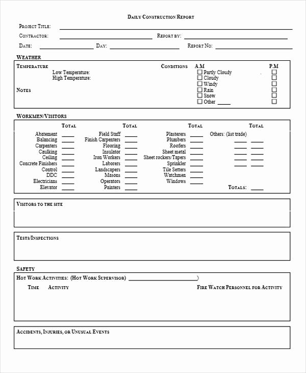 Construction Daily Log Template Unique 31 Daily Log Templates