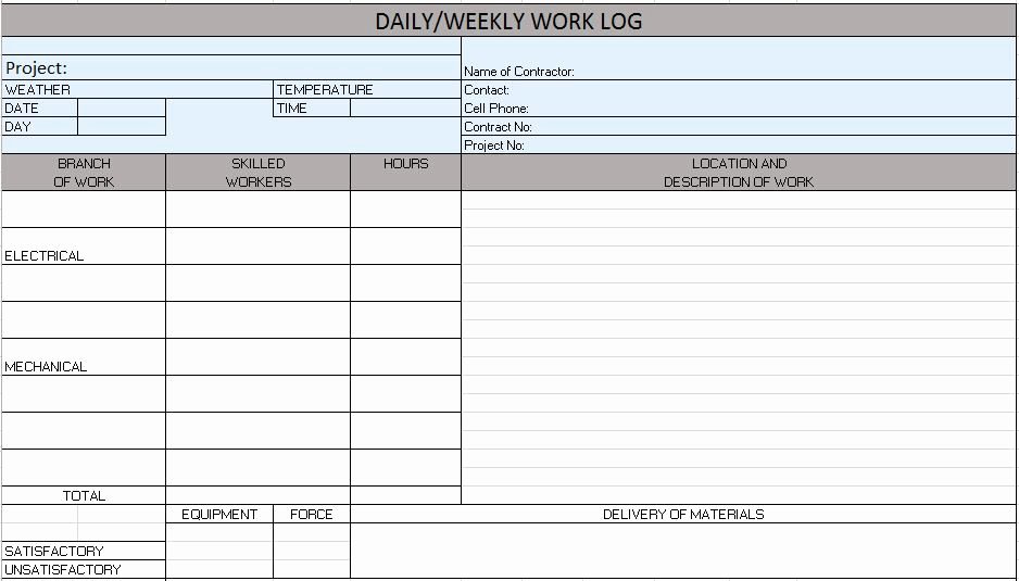 Construction Daily Log Template Unique Free Construction Project Management Templates In Excel