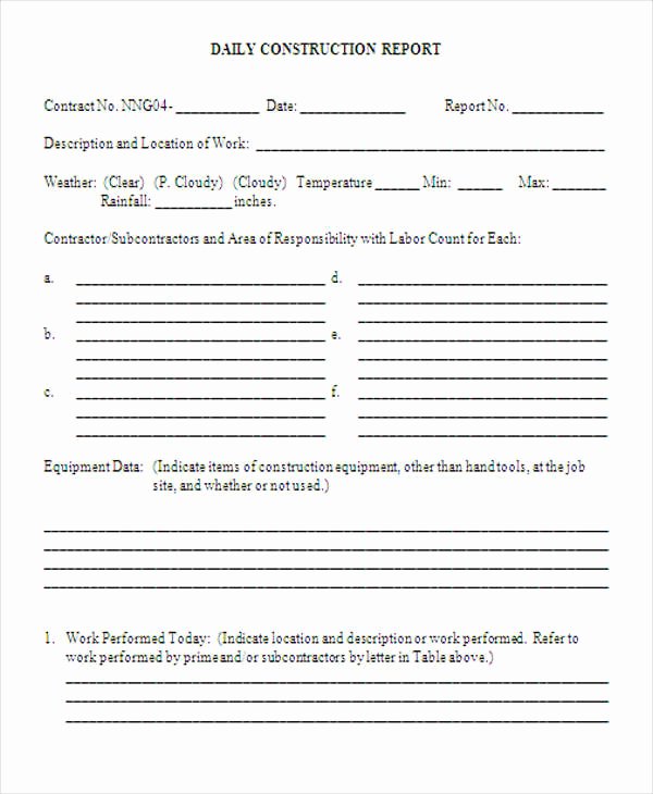 Construction Daily Report Template Elegant 71 Report Samples In Docs