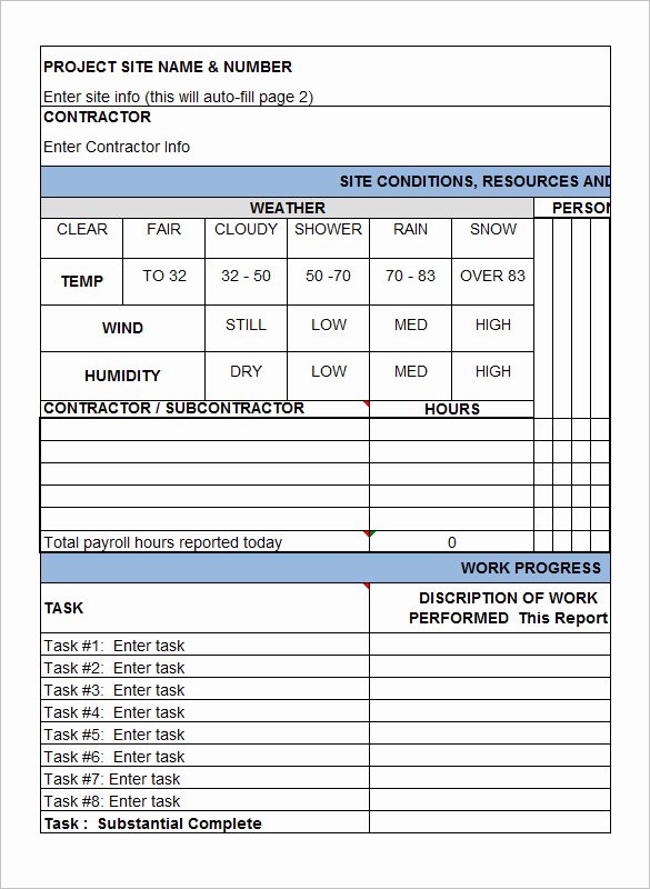 Construction Daily Report Template Excel Awesome Construction Daily Report Template Excel Keirindofo