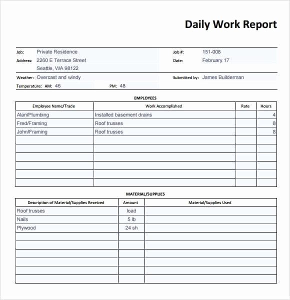 Construction Daily Report Template Excel Best Of 10 Daily Report Templates Word Excel Pdf formats