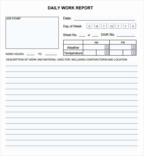 Construction Daily Report Template Excel Elegant Daily Report 7 Free Pdf Doc Download
