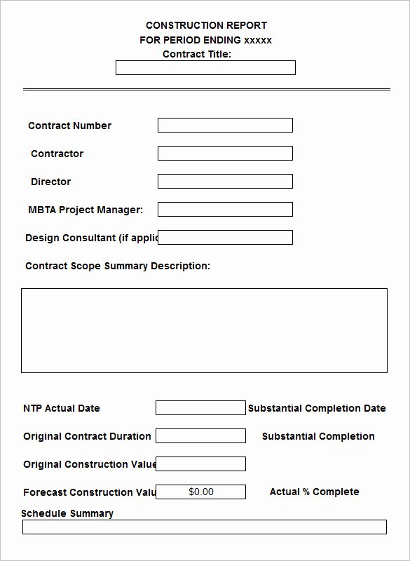 Construction Daily Report Template Excel Fresh 24 Daily Construction Report Templates Pdf Google Docs