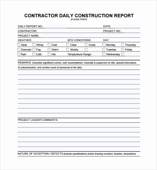 Construction Daily Report Template Excel Lovely Sample Daily Work Report Template 22 Free Documents In