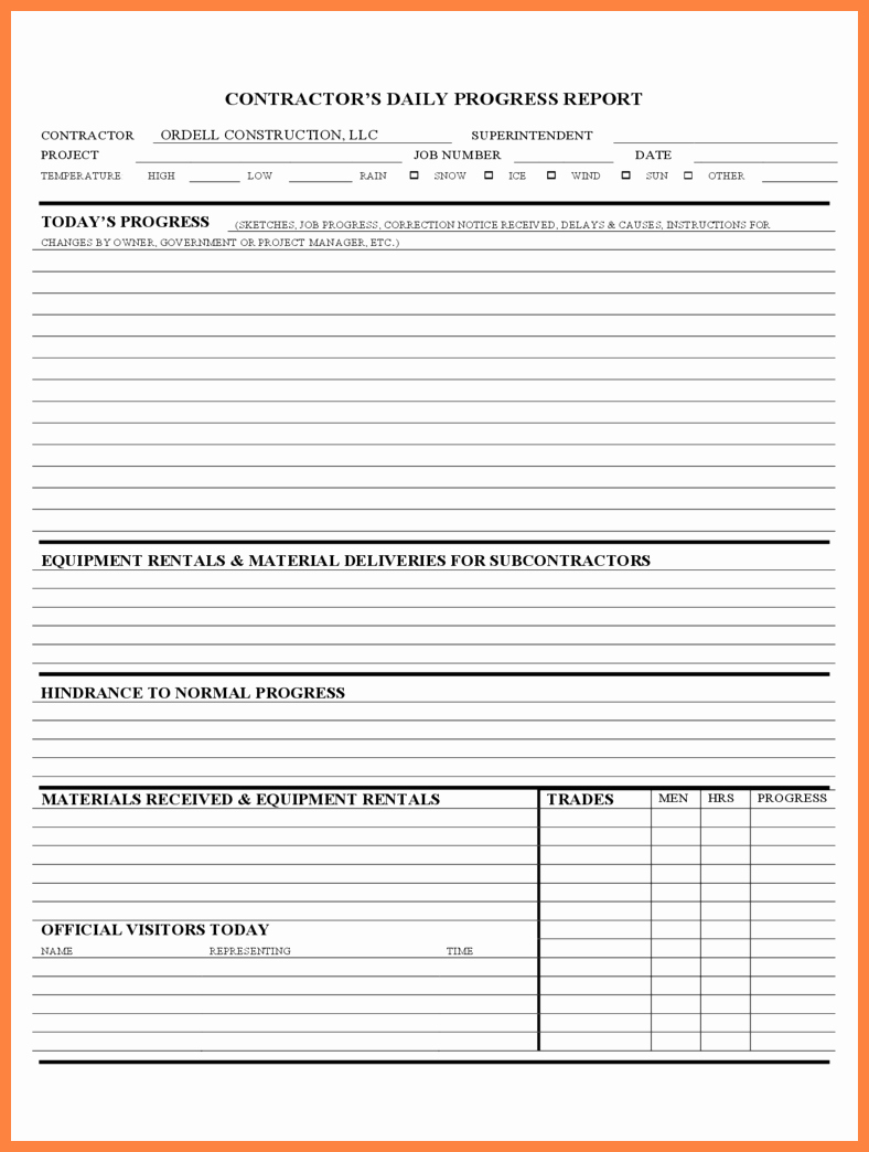 Construction Daily Report Template Fresh 9 Progress Report Template for Construction Project