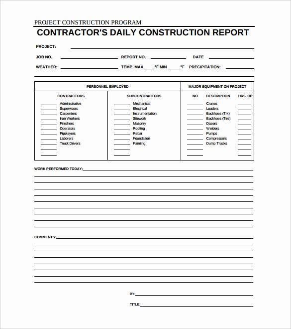 Construction Daily Report Template Inspirational 49 Report Templates Free Sample Example format