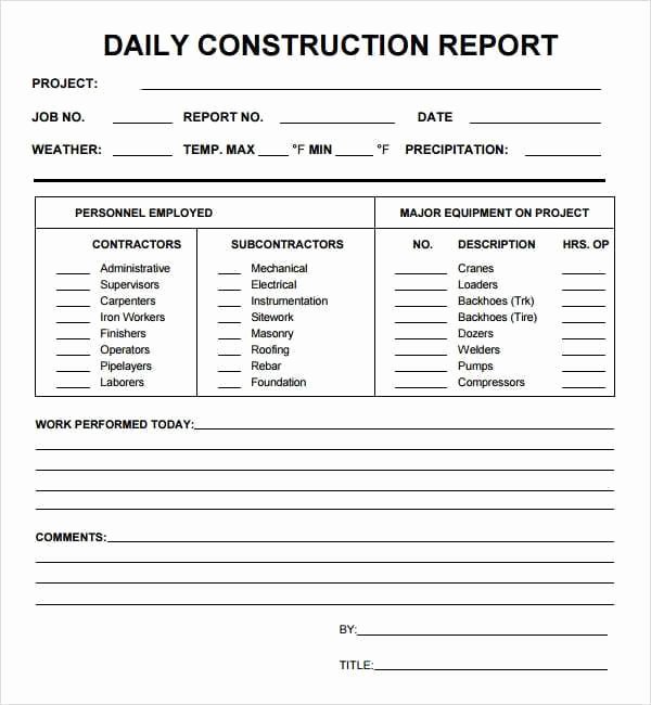 Construction Daily Report Template Lovely 10 Daily Report Templates Word Excel Pdf formats