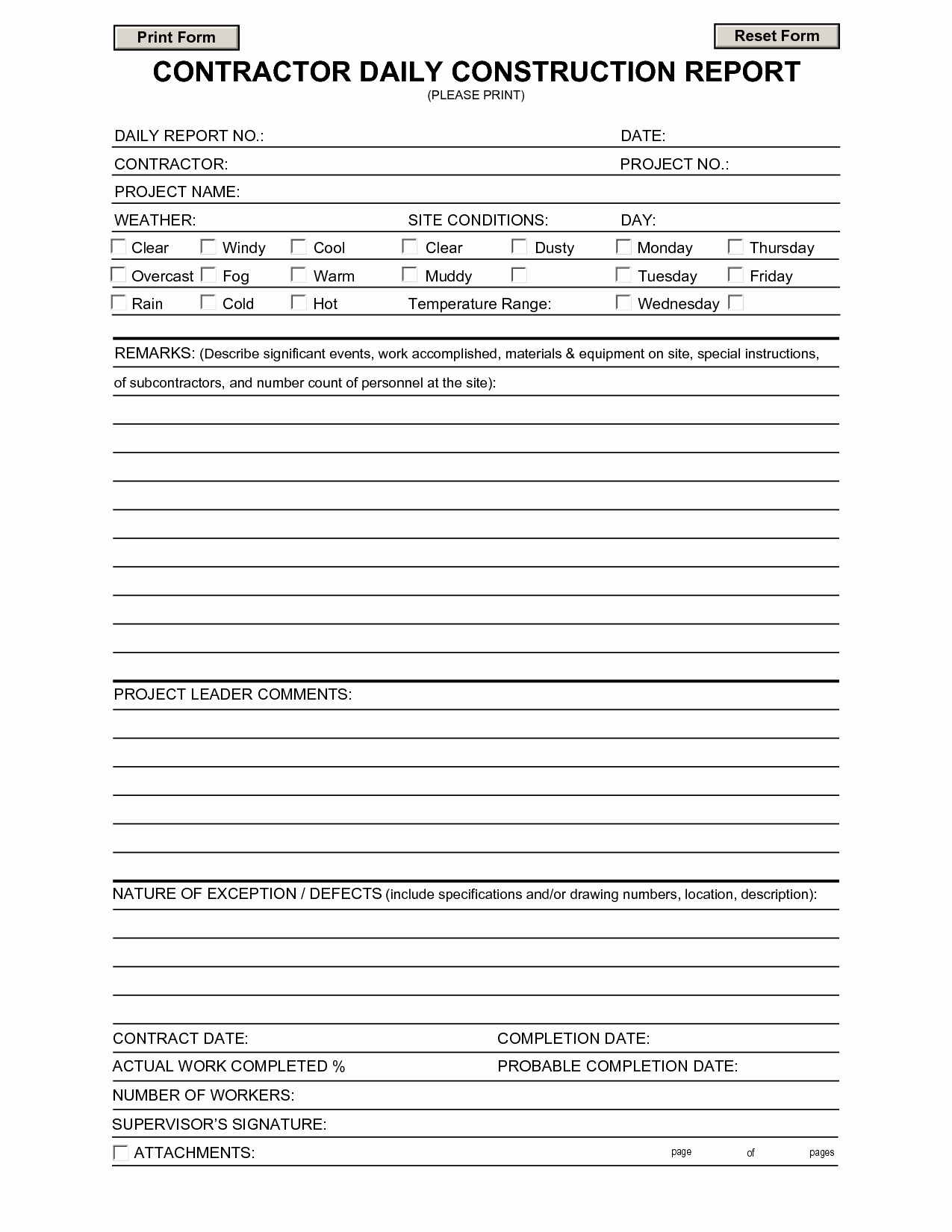 Construction Daily Report Template Lovely Construction Daily Job Report Template
