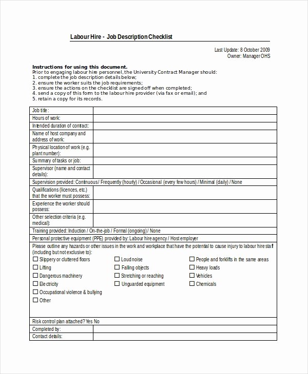 Construction Job Completion Sign Off form Awesome 54 Examples Of Checklists In Word Doc format